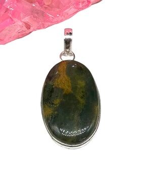 Ocean Jasper Necklace Pendant 925 Sterling Silver Overlay